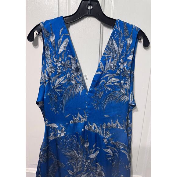 Alexis Blue Floral Print Silky Open Tie Back Mini Dress Size S - Picture 6 of 13